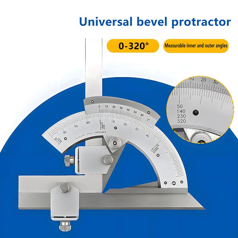 0-320 Degree Precision Bevel Protractor Angle Finder Stainless Steel Vernier Scale For Woodworking Metalworking Machining