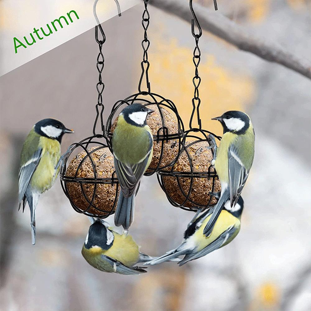 Round Shape Metal Bird Feeders Hanging Bird Food Holders for Attracting Woodpecker Robin