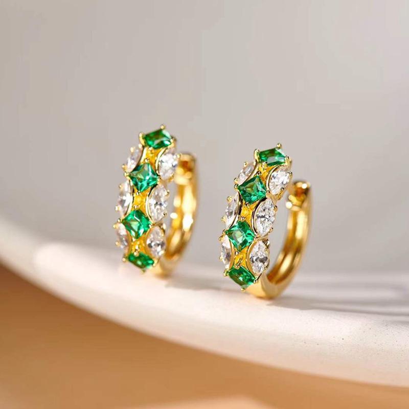 Luxury jewelry embellished ear buckles, contrasting rhombus horse eye women's earrings, French geometric earrings