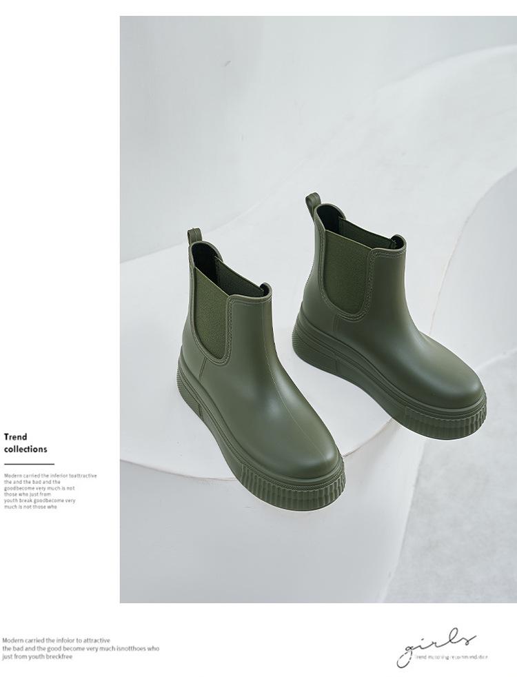 Women's Non-slip Martin Rain Boots - Wear-resistant, Fashionable Short Boots with Thick Rubber Soles for Grocery Shopping