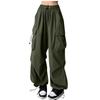 Women's Wide-Leg Athletic Pants with Multiple Pockets, Drawstring and Tapered Ankles