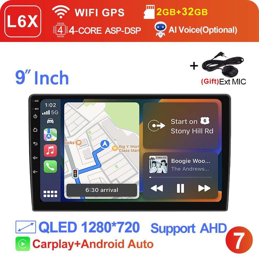 

Бездротовий Carplay 2din Android 14 Автомагнітола Мультимедійний Відеоплеєр Універсальний 7/9/10 дюймів Авторадіо GPS Навігація 4G WiFi