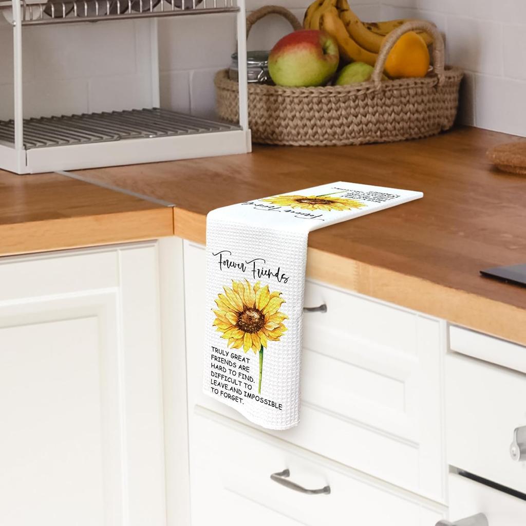 Friends Forever Kitchen Towels Dish Towel 16x24 Inches, Friendship Friend Birthday Gifts for Women Friends Sister BFF Female Bestie Kitchen