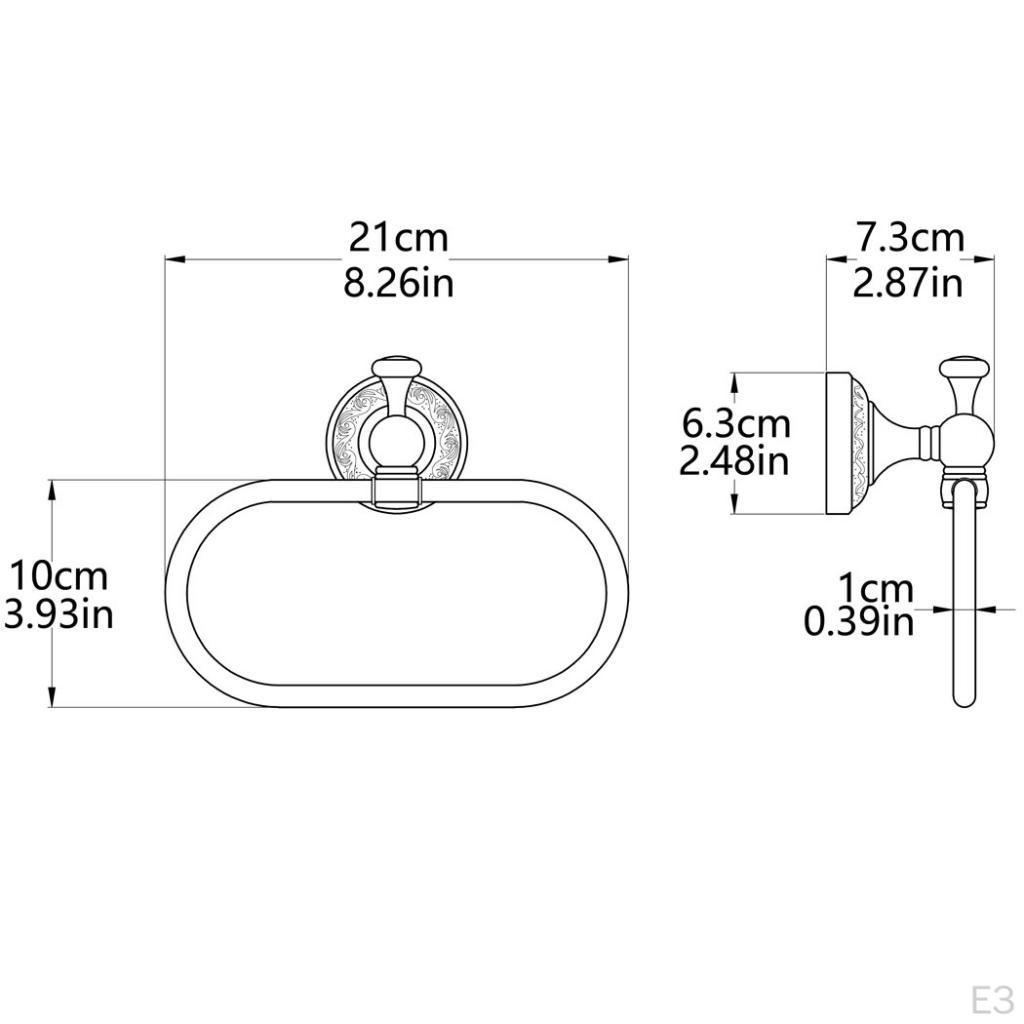 Portasciugamano da bagno Ovale Ganci in Ottone Gancio Portaoggetti Montaggio a Parete, Bronzo, 210x100x73MM