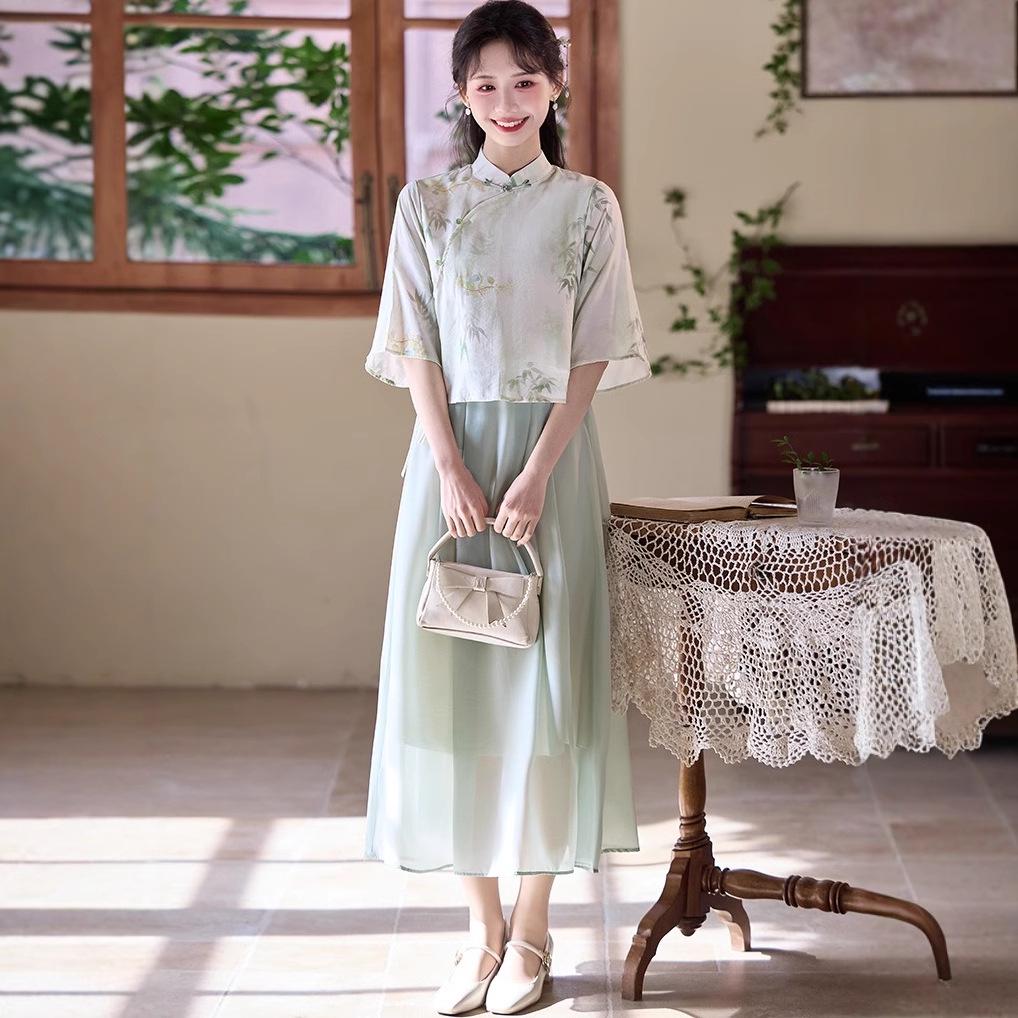 Chinese Retro Zen Style Tang Suit Cheongsam Top with Hanfu Elements for Women