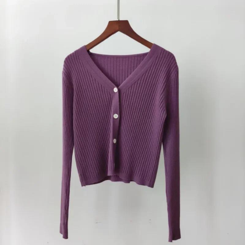 Autumn V-neck Office Knitted Sweater Jacket Casual Long Sleeve Cardigan Elegant Solid Button Sweater Coat Winter Clothing 29624