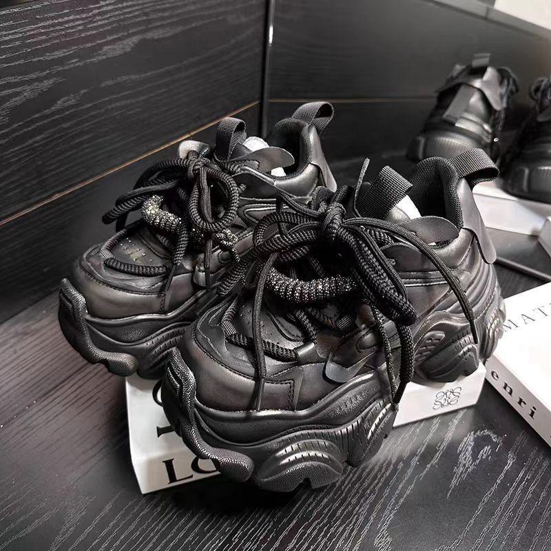 Retro Silver Platform Dad Shoes Women's Autumn New Small Height Increase Versatile Casual Sports Shoes