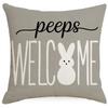 Easter Bunny Printed Linen Pillow Cover Spring Black and White Plaid Pillow Cover