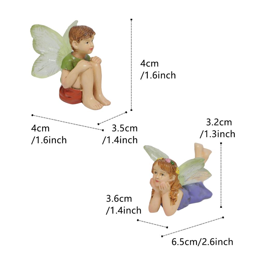 2pcs Funny Fairy Boy And Girl Statue, Fairy Garden Accessories, Resin Sculpture For Micro Landscape Flowerpot Lawn Yard Garden F