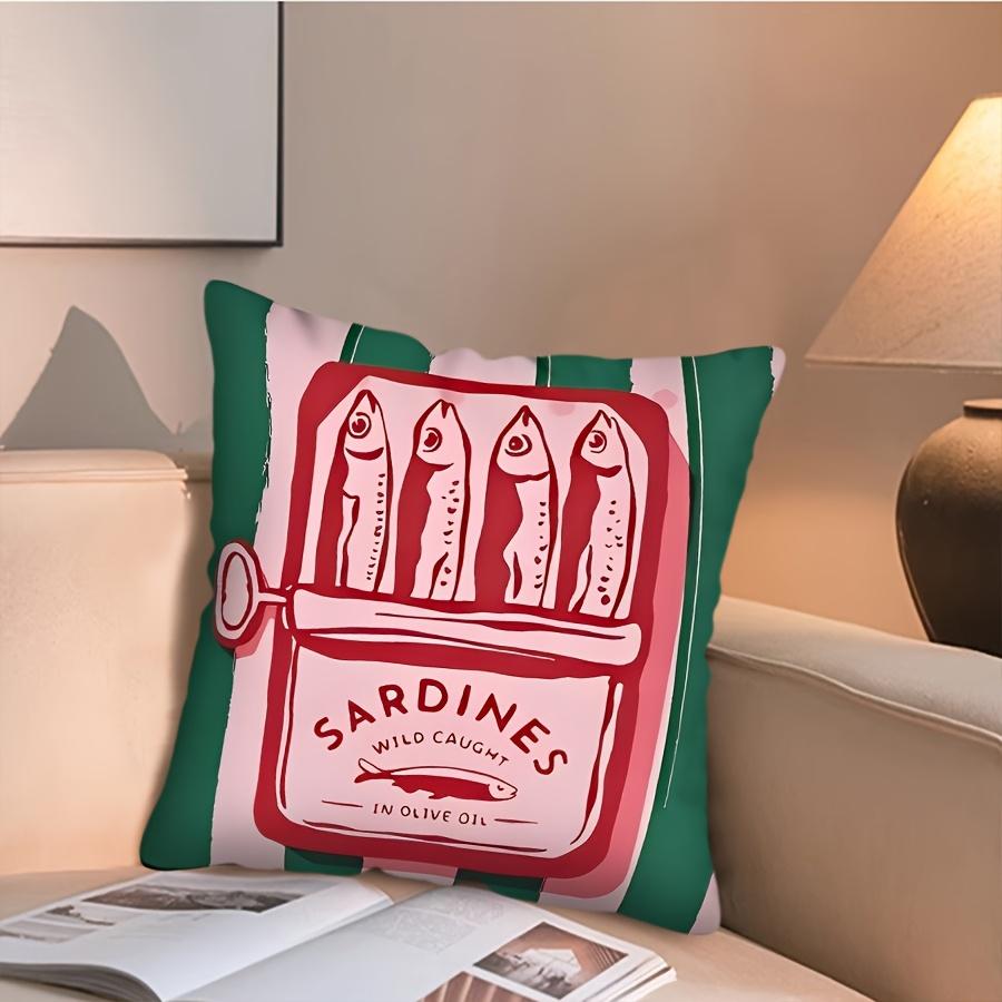 VIKAMA Whimsical Sardine Tin Cushion Cover Soft and Skin-Friendly Living Room Sofa Cushion Cover Bedroom & Holiday Home Decor