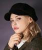 Bajal Bold Metal Tip Wool Herringbone Newsboy Cap Black