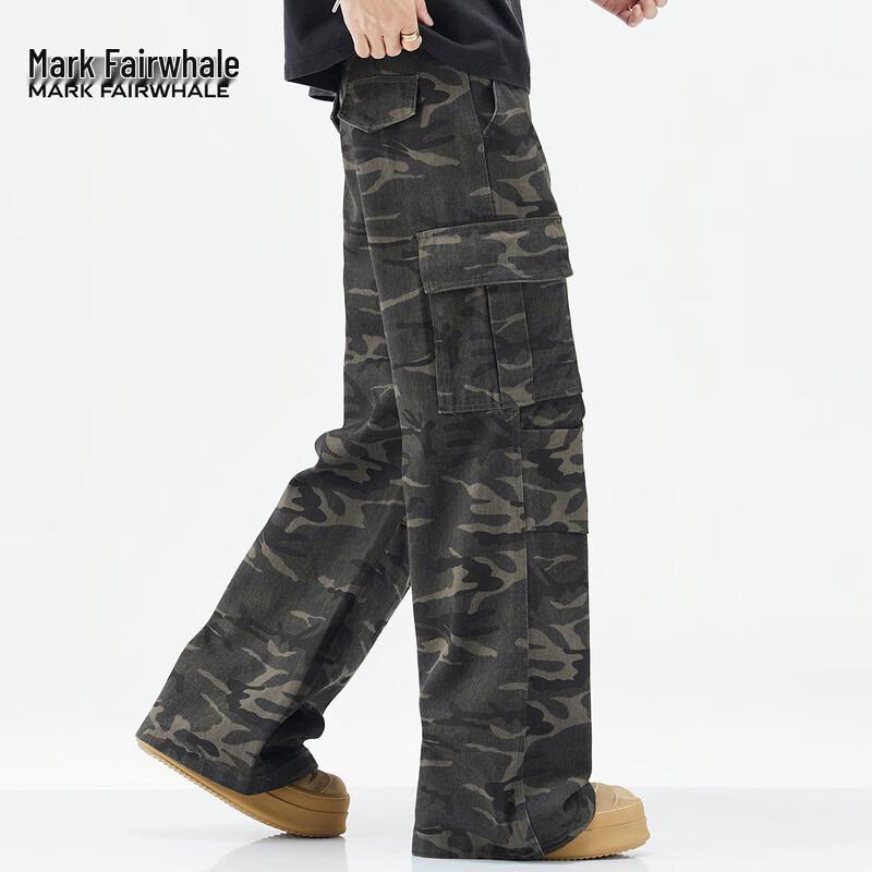 Mark Fairwhale Men's Camouflage Loose Straight Cargo Pants