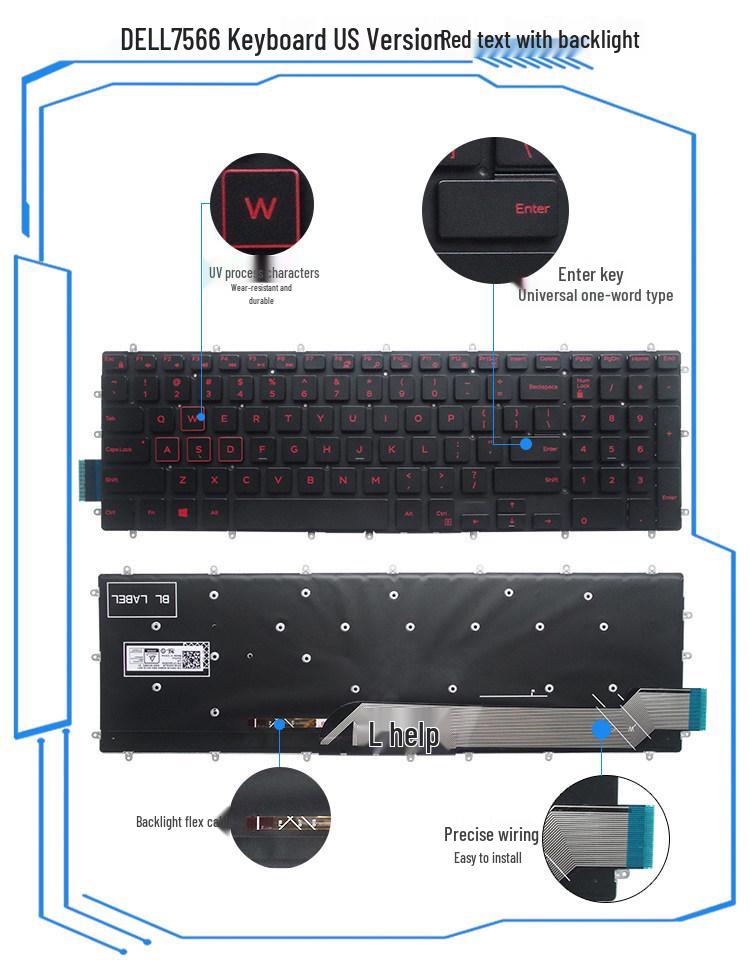 Dell Inspiron 15 Series Keyboard Shell for Models 7566, 7567, 7568, 7577, 5567, 5583