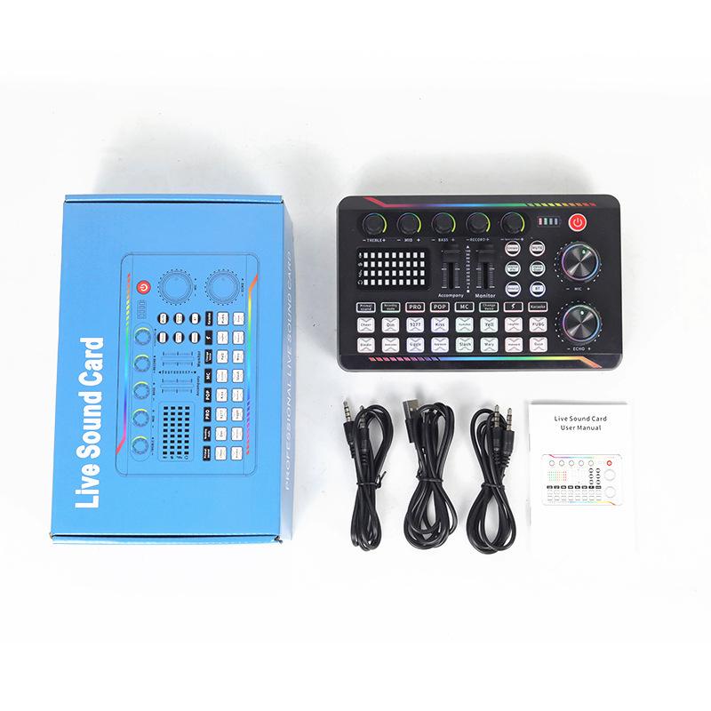 F998MAX Gaming Audio Mixer Streaming Mixer With Audio Interface BT Sound Board Voice Changer Sound Card,For PC Phone