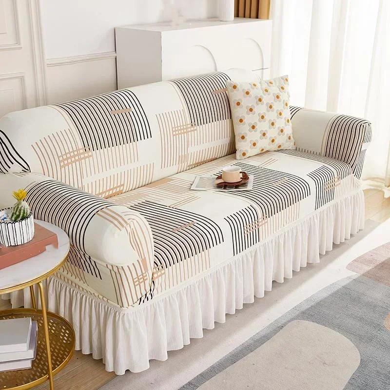 1/2/3Seat Elastic Sofa Covers for Living Room Solid Color Spandex Sectional Corner Slipcovers Couch Cover(L Shape Need Buy 2PCS)