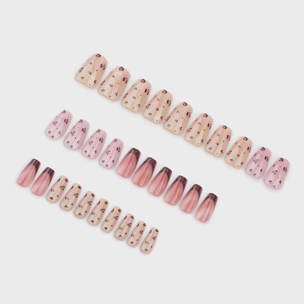 Leopard Print Cat Eye French Red Nail Art Set - Hot Girls' Wearable Nail Pieces