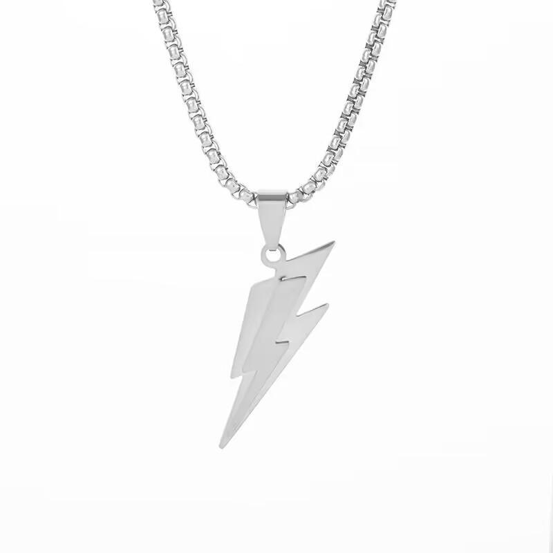 

Stainless Steel Delicate Double Layer Lightning Pendant Necklace Men Women Punk Hip Hop Rock Party Jewelry Gifts