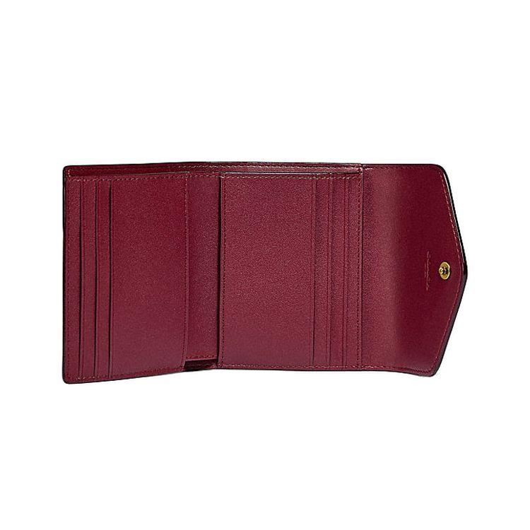 Coach Wyn 11 Color Block Faux Leather Wallet Small Women Wallet Red Brown C2329-B4NQ4