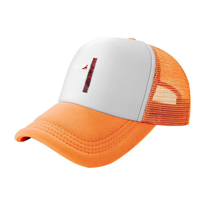 Red Line Logo Mesh Trucker Hat with Breathable Back Panel and Structured Front Design for Outdoor Wear