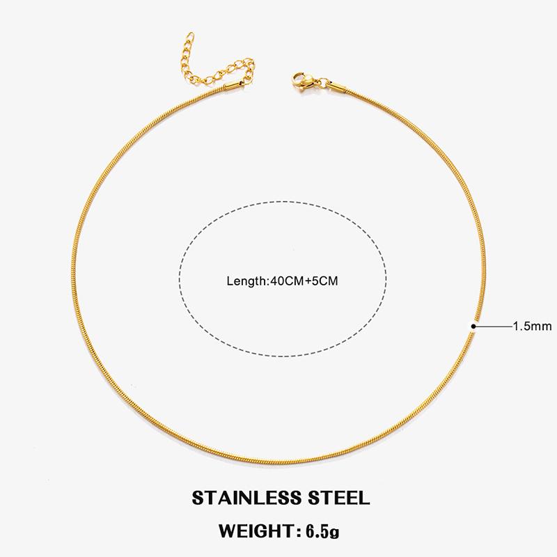 Classic Stainless Steel Round Snake Chain Choker Necklace For Women 0.9mm-2.0mm Gold Silver Color Daily Fashion Female Jewelry