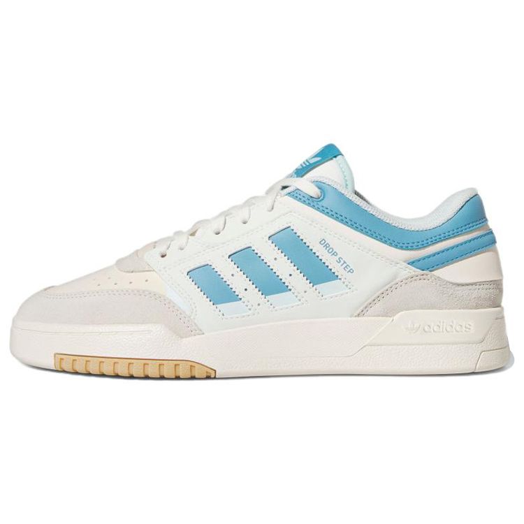 Adidas Originals Drop Step Non-Slip Wear-Resistant Lightweight Low-Top Skate Shoes Unisex Skate Shoes White Blue HQ7127