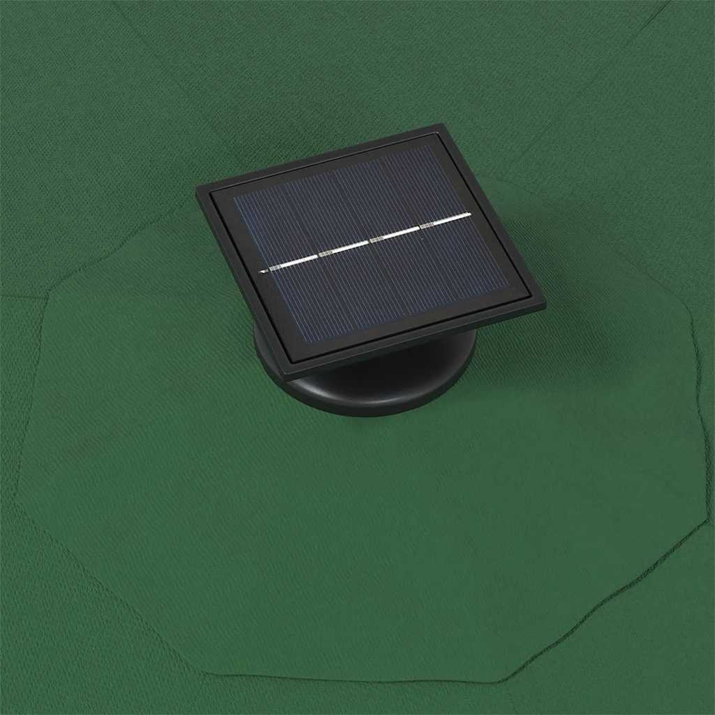 Wall Mounted Sun Umbrella with LEDs 300 cm Green