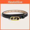 Simple Gold Oval Buckle Decoration Women Solid Color Slim Belt For Use Daily