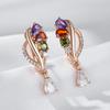 Shiny Colorful Natural Zircon Drop Earrings For Women Fashion  Rose Gold Color Accessories Daily Vintage Jewelry