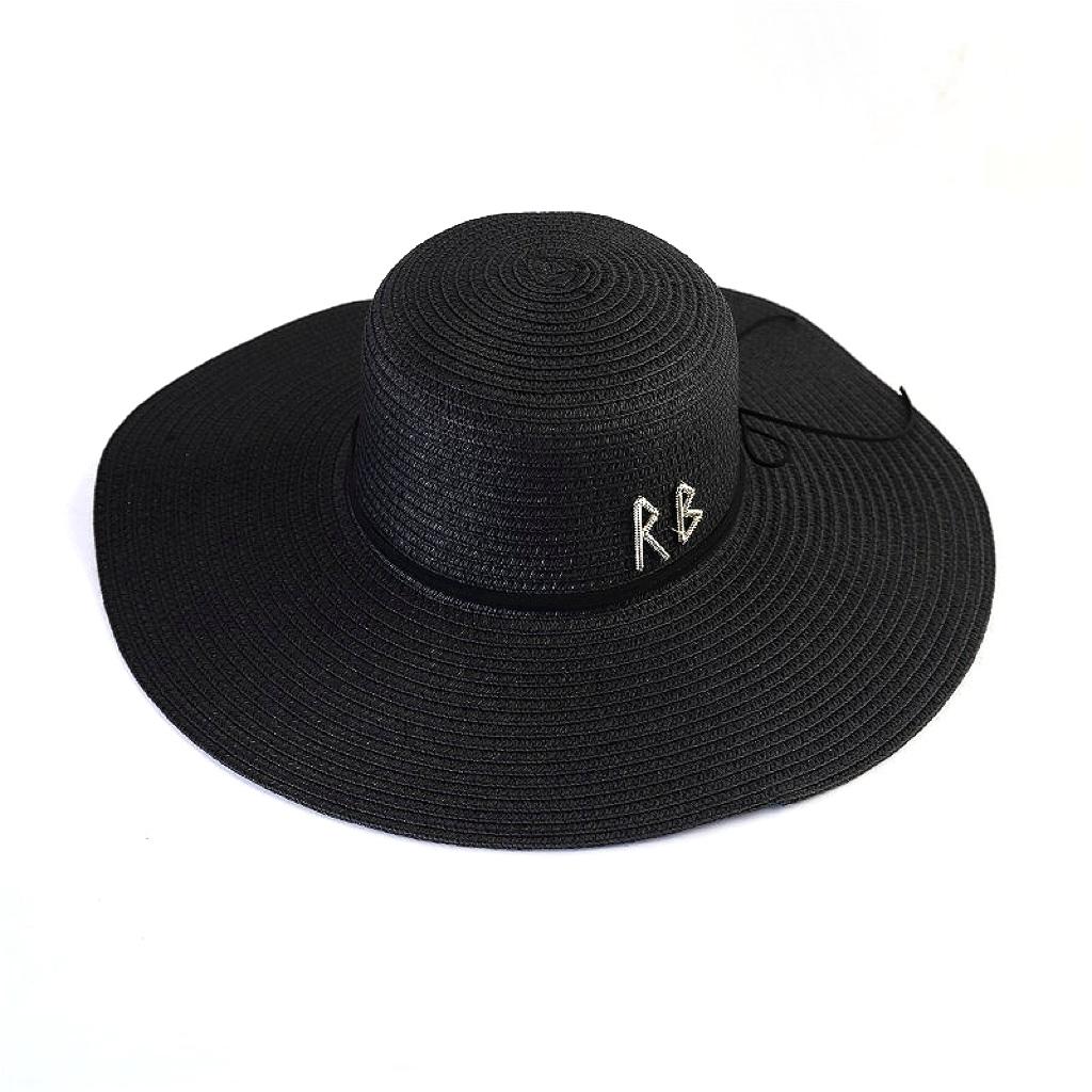 

New Summer designer Sun Hat Women Wide Brim Beach Hat Girls Seaside Travel Foldable Straw Hat Sunscreen UV Protection Lady Cap Brim 11cm чёрный