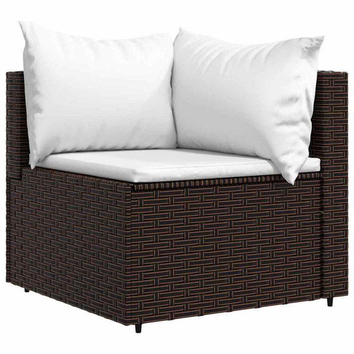 VidaXL Canapés d'angle de jardin et coussins2pcs marron résine tressée, canapé, canapé de jardin, canapé d'angle sectionnel, 319746