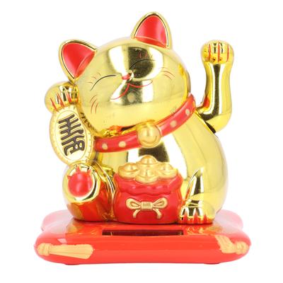 Glückliche Winkekatze Solarenergie Arm Winkende Glückskatze Lebensechte Kunststoff Reichtum Begrüßende Katze Ornament