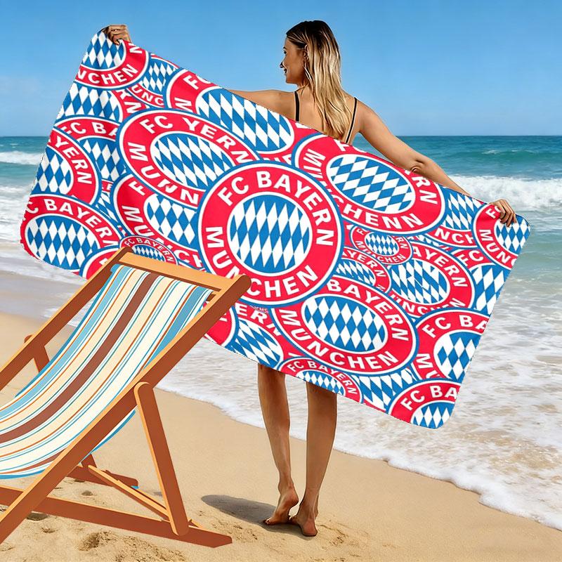 Asciugamano da Spiaggia con Stampa FC Bayern Monaco, Asciugamano Grande Morbido Asciugatura Rapida per Spiaggia Campeggio Nuoto