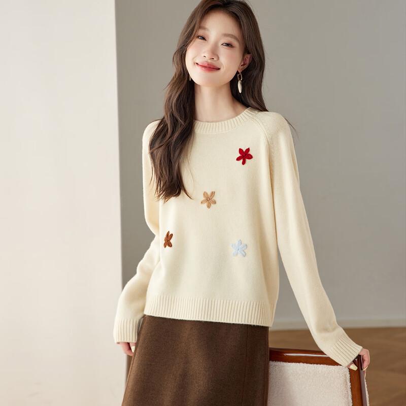

Srcr Women s 100% Wool Hand-Embroidered Sweater XL