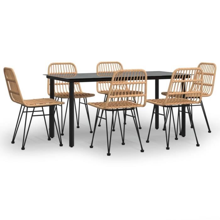 3157891 vidaXL Ensemble à dîner de jardin 7 pcs Résine tressée