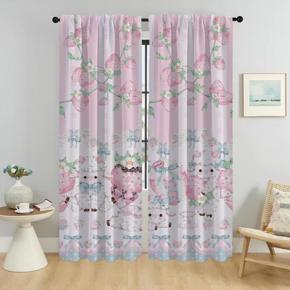 Home Interior Curtains for Living Room Cuddly Teddy Bear Partition Blackout Curtain Curtains 2 Pieces Shades Tulle for Bedroom