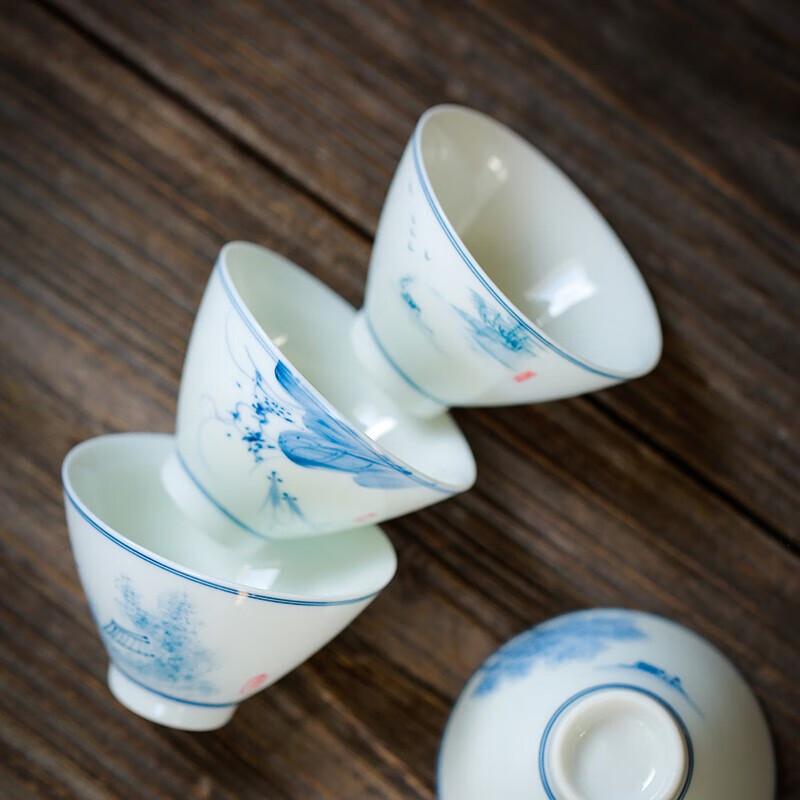 Hand-Painted Ceramic Teacup Set (6 Cups)