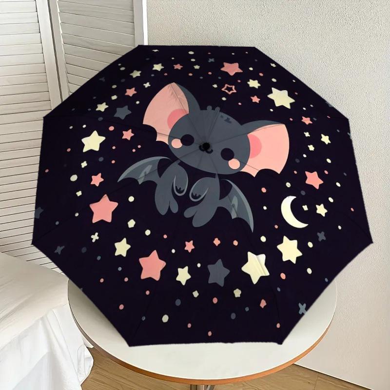 

1pc Cute Cartoon Bat Night Sky Umbrella with Plastic Handle,Suitable for All Seasons Home Travel Outdoor UmbrellaDD1373