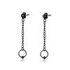 2pcs/set Black Or Silvery Unisex Punk Stainless Steel Cross Cone Feather Chain Pendant Hoop Earrings Ear Stud Jewelry Set