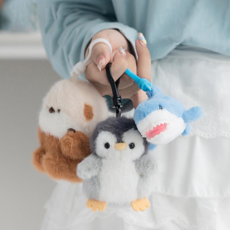 Ocean Baby Series Plush Penguin Keychain With Short Plush Fur For Backpack Decoration