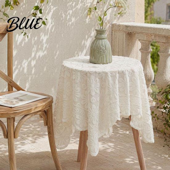 Transparent Texture Tablecloth Cloth Lace Tablecloth Pattern Sunflower Jacquard Round Decorative Table Fabric Floral Cover Dinner for Wedding Party