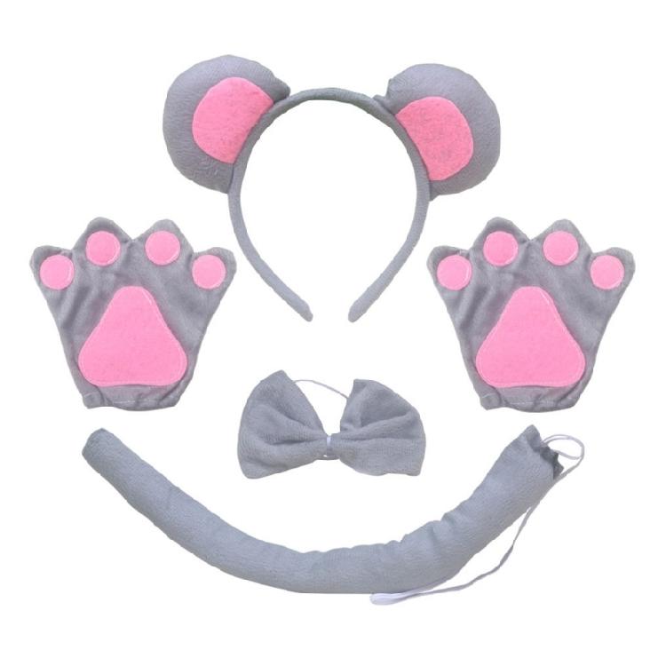 Little-Mouse Costume Accessories Set Mouse Ears Headband,Bowtie,Gloves Tail,Tutu