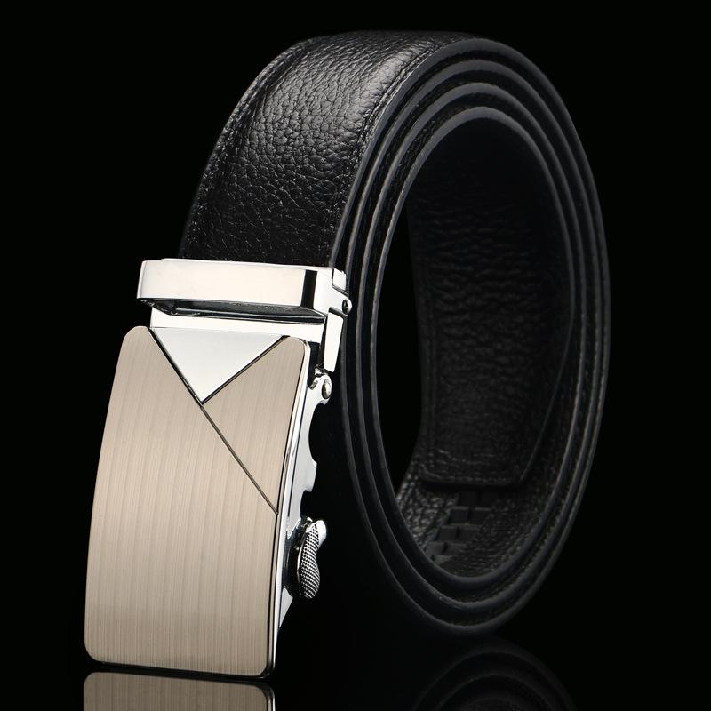 Open Edge Cowhide Belt Men's Real Cowhide Business and Casual Automatic Buckle Belt