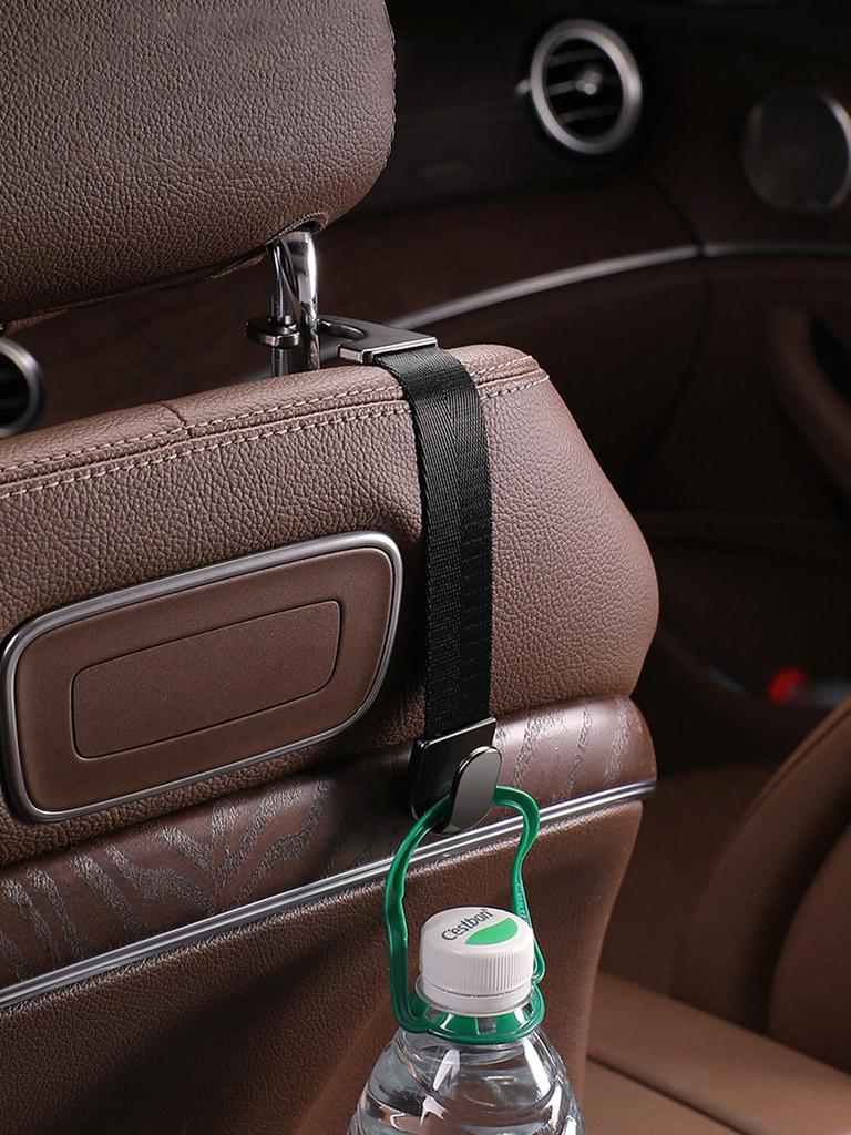 1Pc Hidden Car Seat Back Hook - Metal & Leather Material, Foldable Scratch-Resistant Alloy Hook, Ideal for Rear Seat Storage