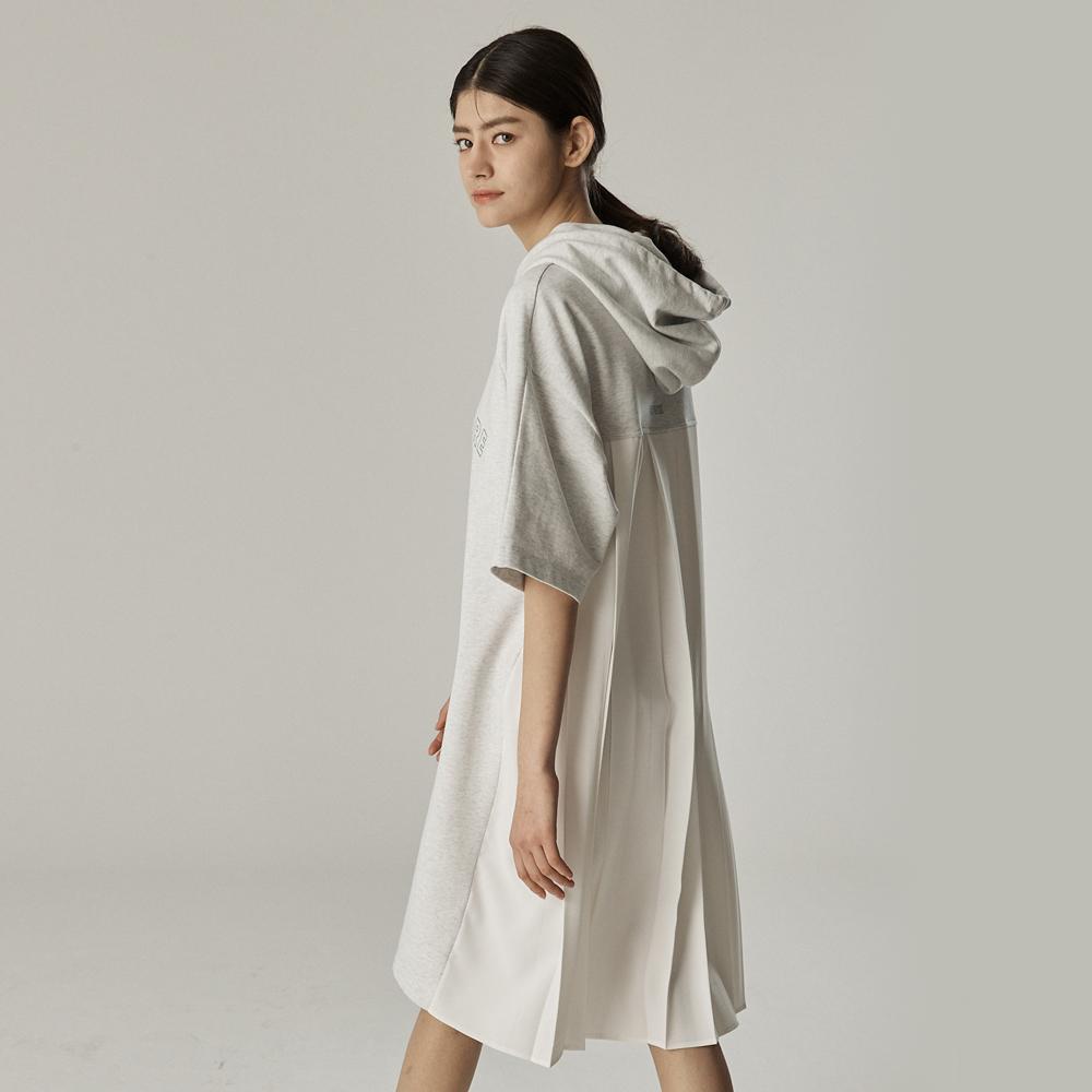 SPNK Hoodie Op Back Pleated Dress_El Grey