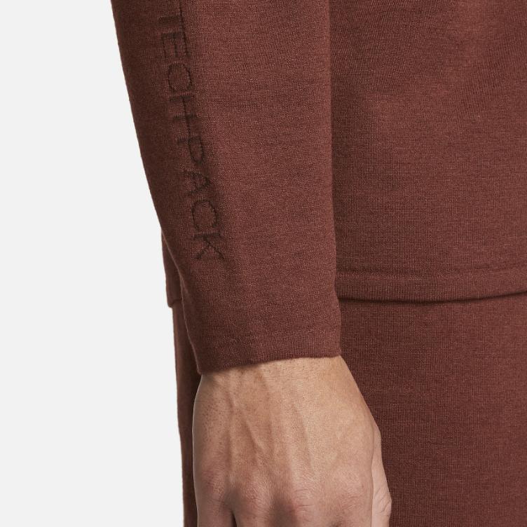 Nike Solid Color Crew Neck Long Sleeve Sweatshirt Men Tops Brown DV9974-231