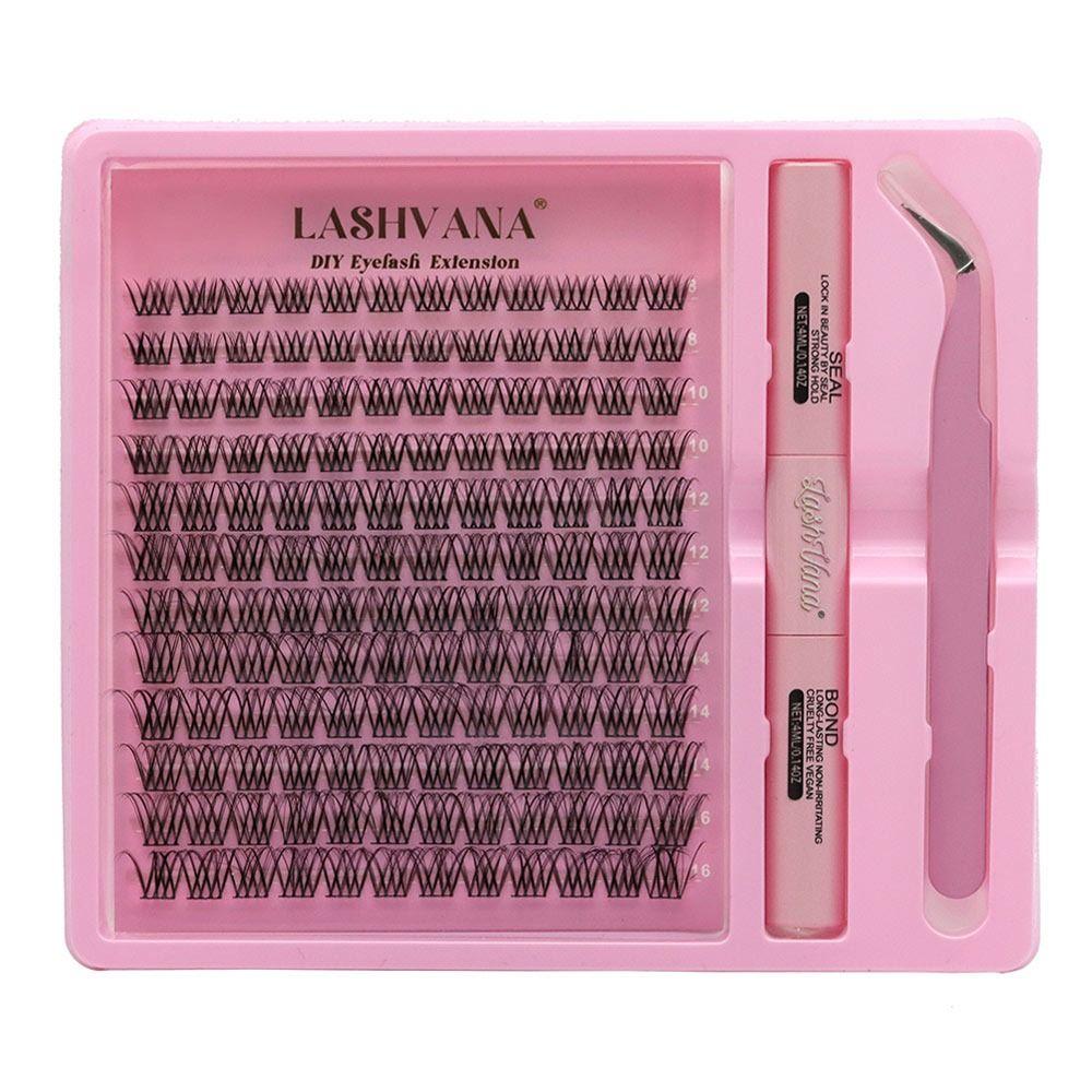 144pcs DIY Lash Extension Kit 8-16mm Individual Lashes Kit Trendy Lash Clusters  for Self-Use