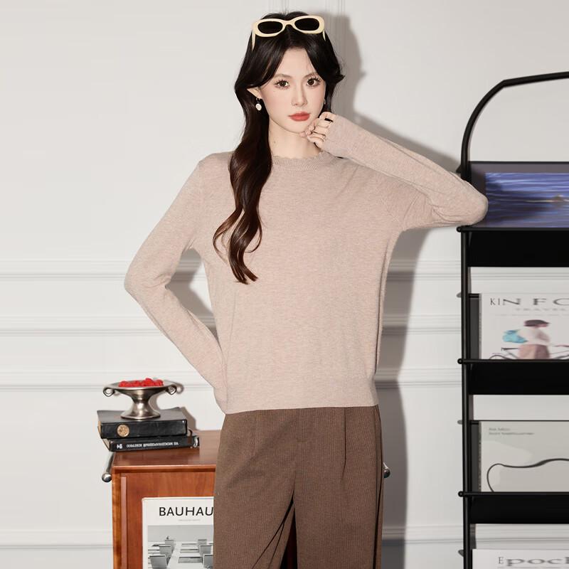 

Women s Round Neck Long Sleeve Knit Base Layer Sweater One Size