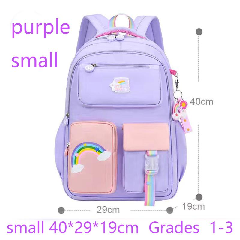Kids Backpacks For Macaron Color Girls School Bookbag For Teenage Backpack Cute Multiple Pouch School Bag And Rainbow Pendant
