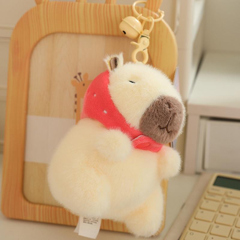 Cute Little Milk Dolphin Plush Pendant Strawberry Capybara Backpack Pendant Girl Key Pendant Birthday Gift