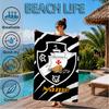 Custom Name Beach Towel Vasco Football Crest Emblem Microfiber Beach Towel, Lightweight for Summer Travel, Swimming Pool Fan Birthday Gift